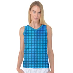 Seamless Blue Tiles Pattern Women s Basketball Tank Top by Amaryn4rt