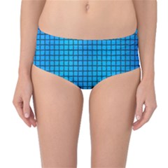 Seamless Blue Tiles Pattern Mid-waist Bikini Bottoms by Amaryn4rt