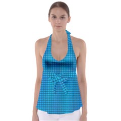 Seamless Blue Tiles Pattern Babydoll Tankini Top