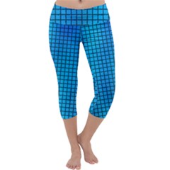 Seamless Blue Tiles Pattern Capri Yoga Leggings by Amaryn4rt