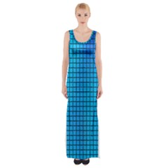 Seamless Blue Tiles Pattern Maxi Thigh Split Dress by Amaryn4rt