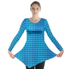 Seamless Blue Tiles Pattern Long Sleeve Tunic  by Amaryn4rt