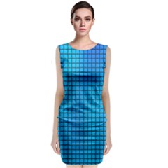 Seamless Blue Tiles Pattern Sleeveless Velvet Midi Dress by Amaryn4rt