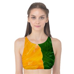 Wet Yellow And Green Leaves Abstract Pattern Tank Bikini Top by Amaryn4rt