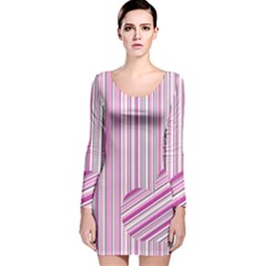 Pink Love Pattern Long Sleeve Velvet Bodycon Dress by Valentinaart