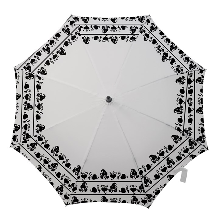 Simple black and white design Hook Handle Umbrellas (Large)