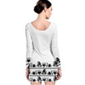 Simple black and white design Long Sleeve Velvet Bodycon Dress View2