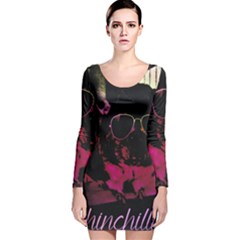 Maggie Chinchillin Version 2 Long Sleeve Velvet Bodycon Dress