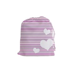 Pink Valentines Day Design Drawstring Pouches (medium)  by Valentinaart