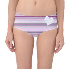 Pink Valentines Day Design Mid-waist Bikini Bottoms