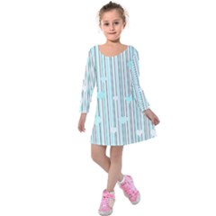 Cyan Love Kids  Long Sleeve Velvet Dress by Valentinaart