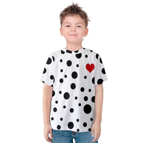 Dots And Hart Kids  Cotton Tee by Valentinaart