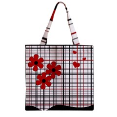 Cute Floral Desing Zipper Grocery Tote Bag