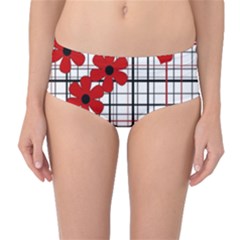 Cute Floral Desing Mid-waist Bikini Bottoms