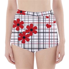 Cute Floral Desing High-waisted Bikini Bottoms