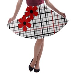 Cute Floral Desing A-line Skater Skirt