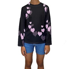 Pink Harts Design Kids  Long Sleeve Swimwear