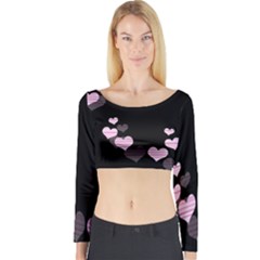 Pink Harts Design Long Sleeve Crop Top