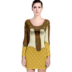 Ice Cream Zoom Long Sleeve Velvet Bodycon Dress