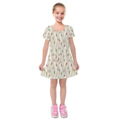 Flower Floral Leaf Kids  Short Sleeve Velvet Dress