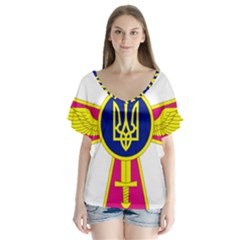 Emblem Of The Ukrainian Air Force Flutter Sleeve Top by abbeyz71