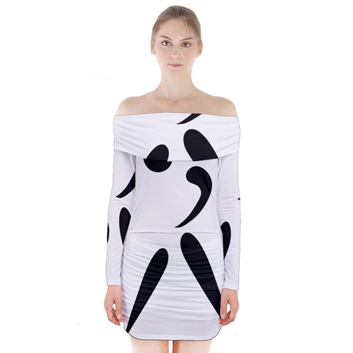 American Football Pictogram  Long Sleeve Off Shoulder Dress