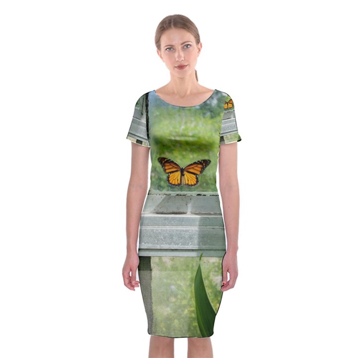 Butterfly #17 Classic Short Sleeve Midi Dress