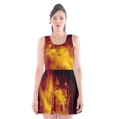 Ablaze Abstract Afire Aflame Blaze Scoop Neck Skater Dress