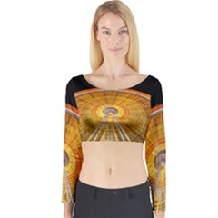 Abstract Blur Bright Circular Long Sleeve Crop Top