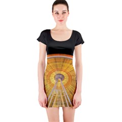 Abstract Blur Bright Circular Short Sleeve Bodycon Dress