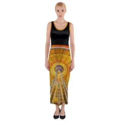 Abstract Blur Bright Circular Fitted Maxi Dress