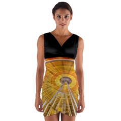 Abstract Blur Bright Circular Wrap Front Bodycon Dress