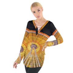 Abstract Blur Bright Circular Women s Tie Up Tee