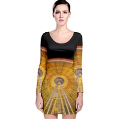 Abstract Blur Bright Circular Long Sleeve Velvet Bodycon Dress