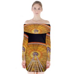 Abstract Blur Bright Circular Long Sleeve Off Shoulder Dress