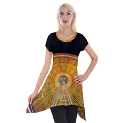 Abstract Blur Bright Circular Short Sleeve Side Drop Tunic