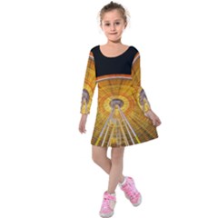 Abstract Blur Bright Circular Kids  Long Sleeve Velvet Dress