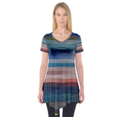 Background Horizontal Lines Short Sleeve Tunic 