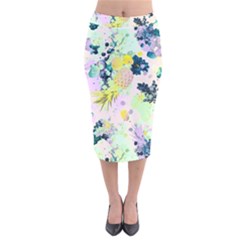 Colorful Paint Velvet Midi Pencil Skirt by Brittlevirginclothing