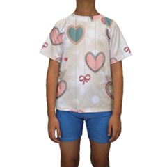Cute Hearts Kids  Short Sleeve Swimwear by Brittlevirginclothing