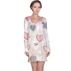 Cute Hearts Long Sleeve Nightdress by Brittlevirginclothing
