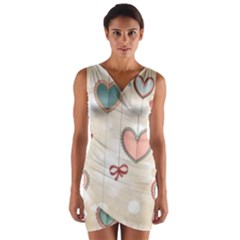 Cute Hearts Wrap Front Bodycon Dress by Brittlevirginclothing