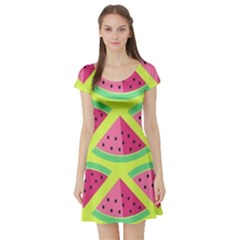 Lovely Watermelon Short Sleeve Skater Dress by Brittlevirginclothing