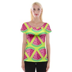 Lovely Watermelon Women s Cap Sleeve Top by Brittlevirginclothing