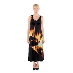 Bonfire Wood Night Hot Flame Heat Sleeveless Maxi Dress