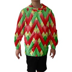 Christmas Geometric 3d Design Hooded Wind Breaker (kids) by Amaryn4rt