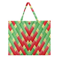 Christmas Geometric 3d Design Zipper Large Tote Bag