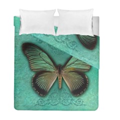 Butterfly Background Vintage Old Grunge Duvet Cover Double Side (full/ Double Size) by Amaryn4rt