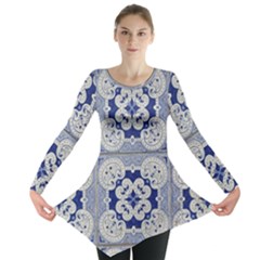 Ceramic Portugal Tiles Wall Long Sleeve Tunic  by Amaryn4rt
