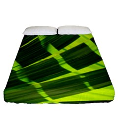 Frond Leaves Tropical Nature Plant Fitted Sheet (queen Size) by Amaryn4rt